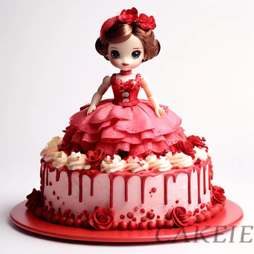 Small Red Doll Cake